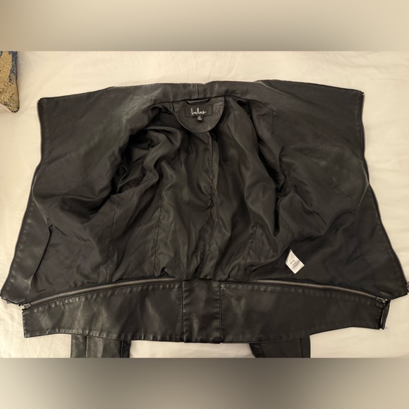 Lulus Black Vegan Leather Jacket with Zipper Details Medium - Picture 14 of 15